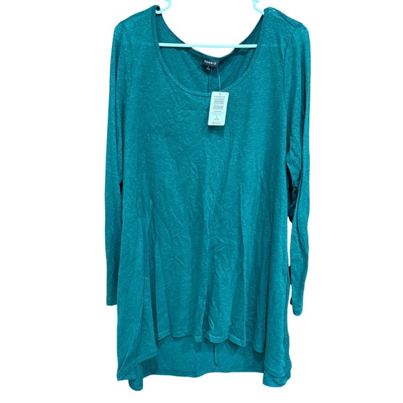 Torrid Womens Plus Size 2X Green Linen Blend Long Sleeve Tunic Top NWT - Picture 1 of 8